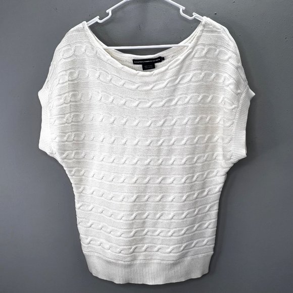 Ralph Lauren Sport Chunky Cable Knit Sweater L White Boat Neck Dolman Sleeve - Picture 1 of 5